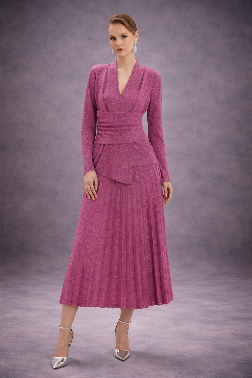 Shimmering Blouse and Skirt Set