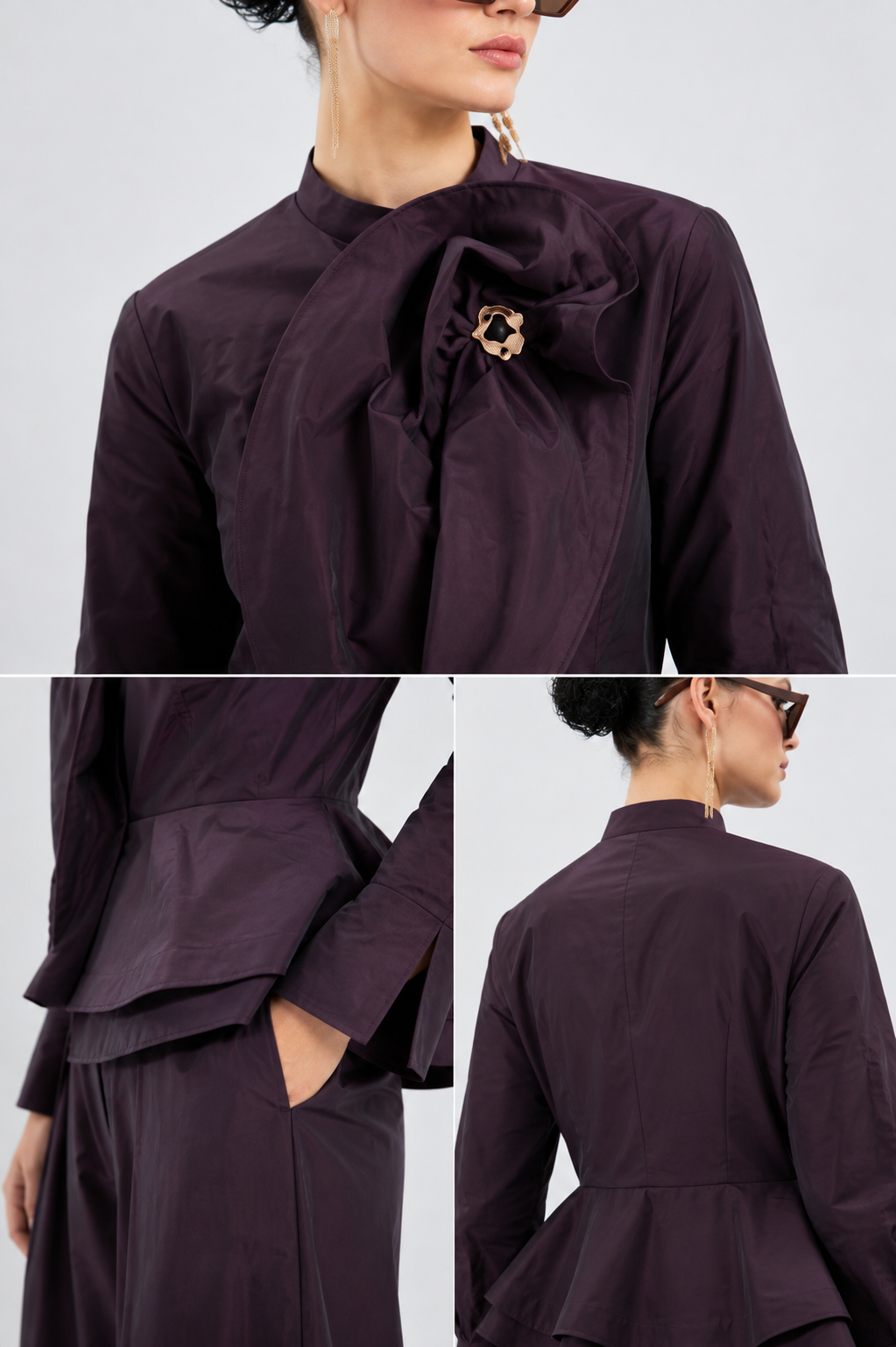 Plum Bow-Neck Two-Piece Set