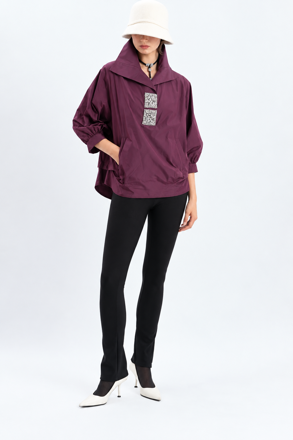 Claret Crystal-Detail Tunic