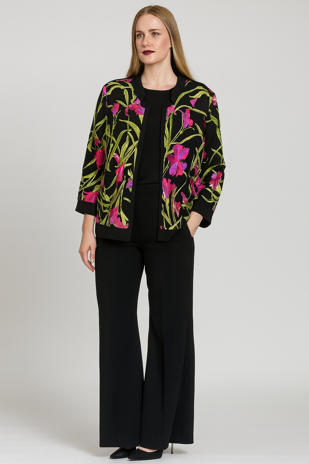 Embroidered floral statement jacket