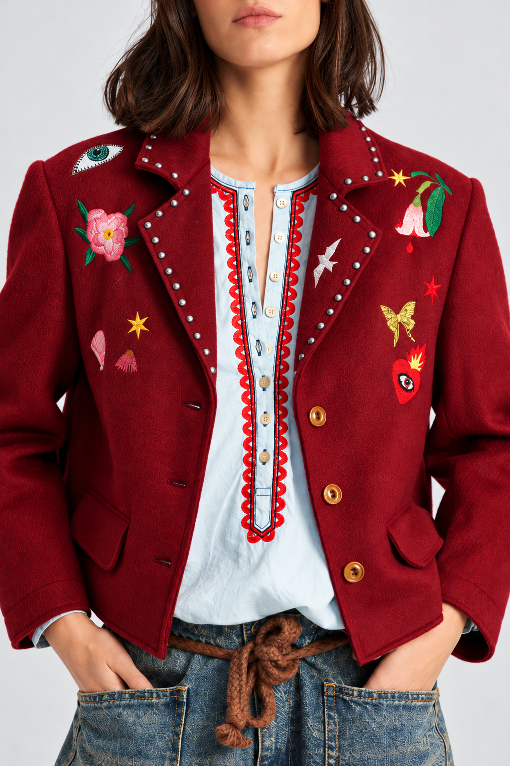 Burgundy Embroidered Jacket