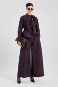 Plum Bow-Neck Two-Piece Set