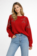 Crystal vine ribbed sweater
