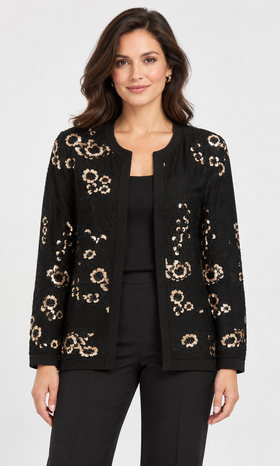 Black Floral Sequin Jacket