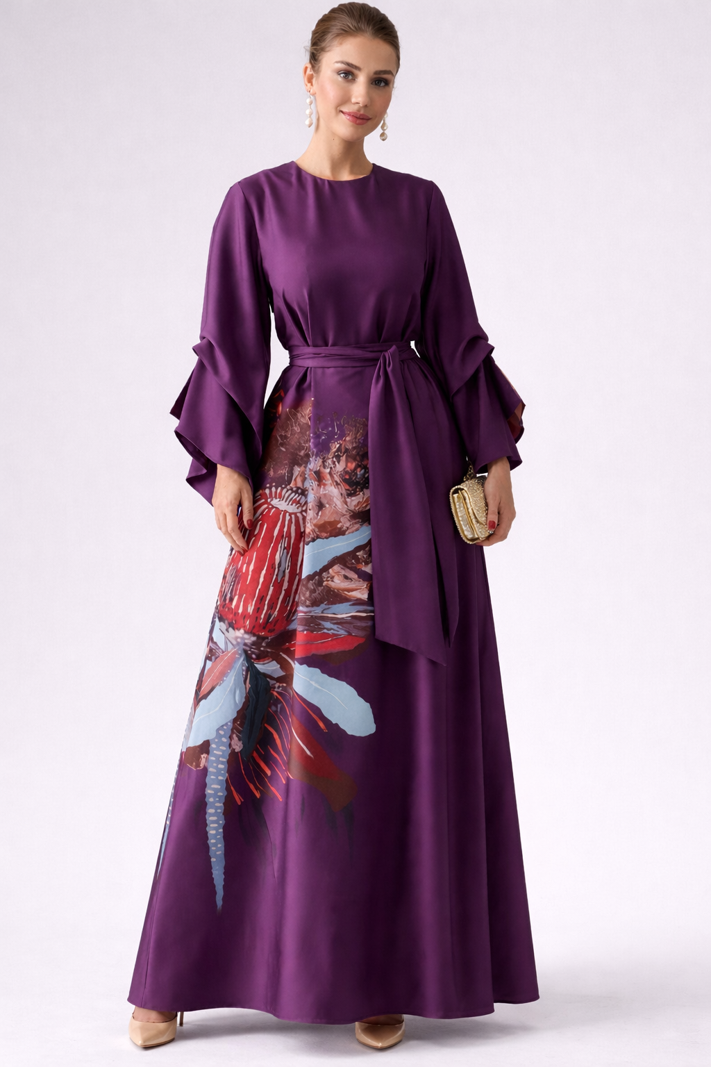 Plum Satin Kaftan