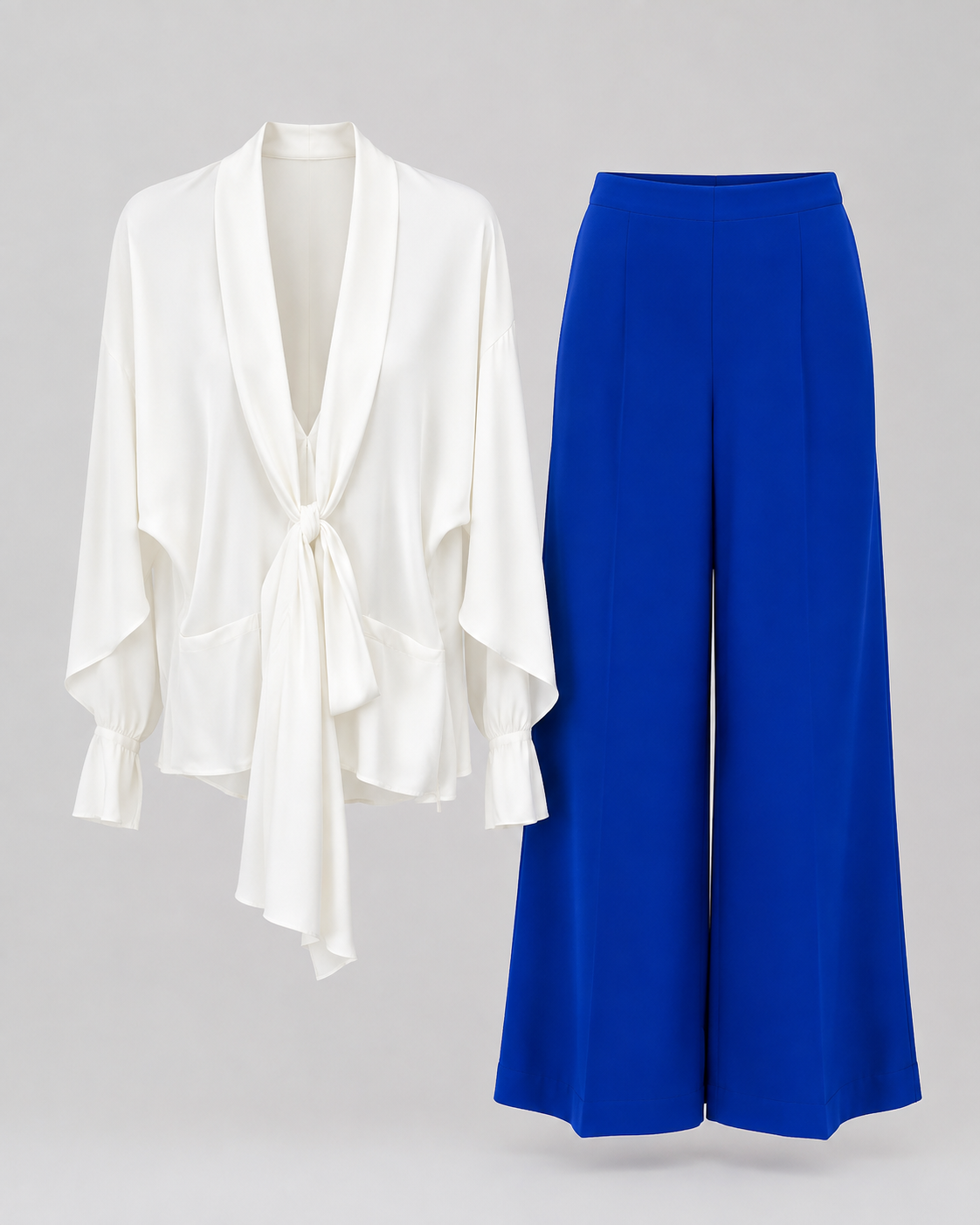 Satin Wrap-Front Blouse