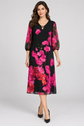 Fuchsia black dress