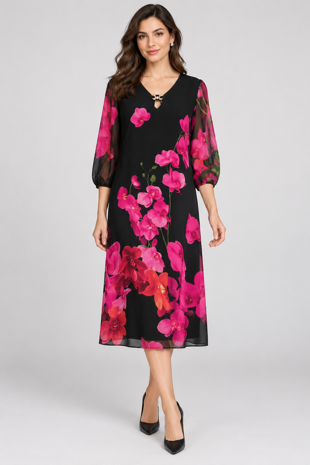 Fuchsia black dress