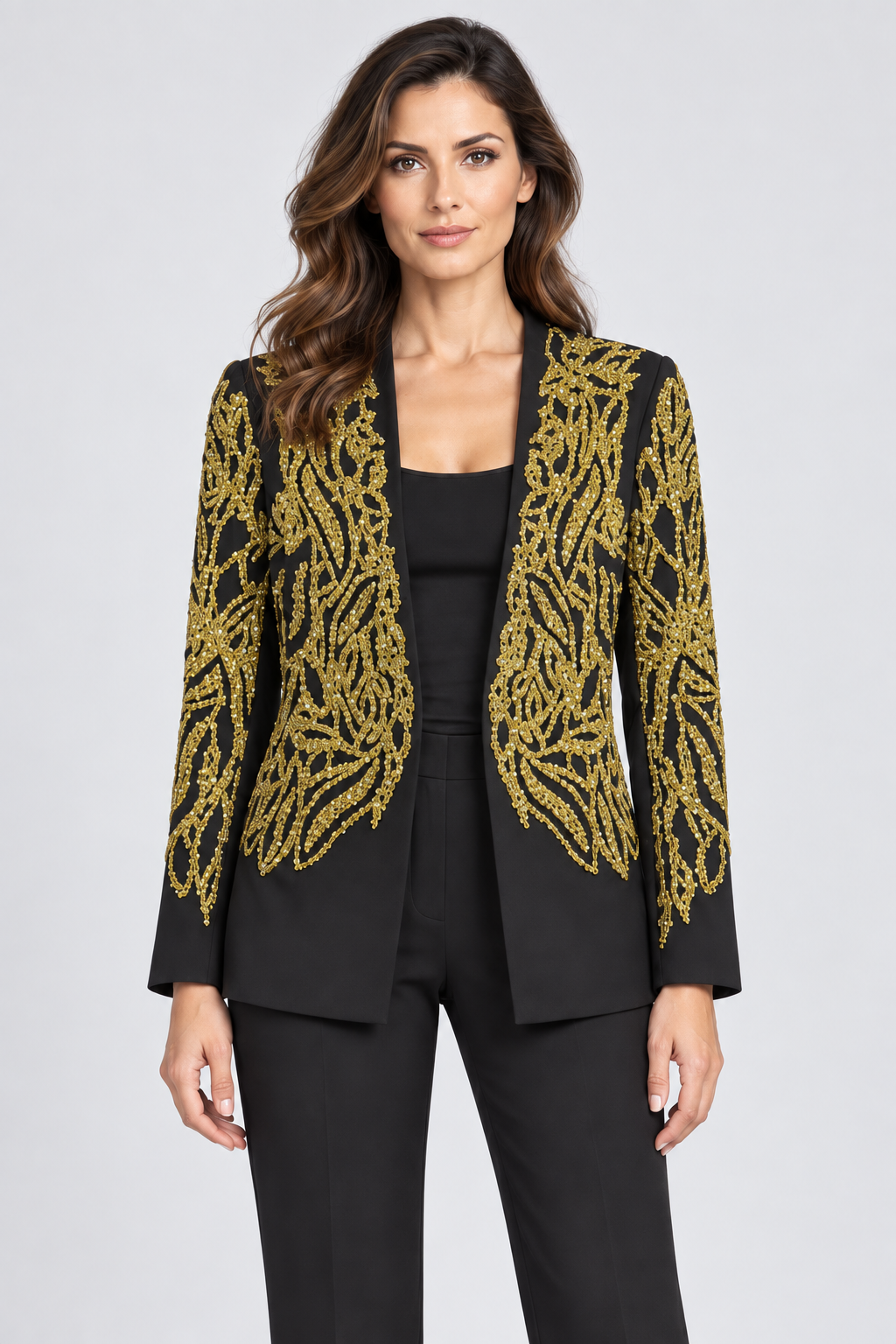 Black & Gold Embellished Evening Jacket