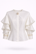 Ruffled Pearl-Accent Blouse