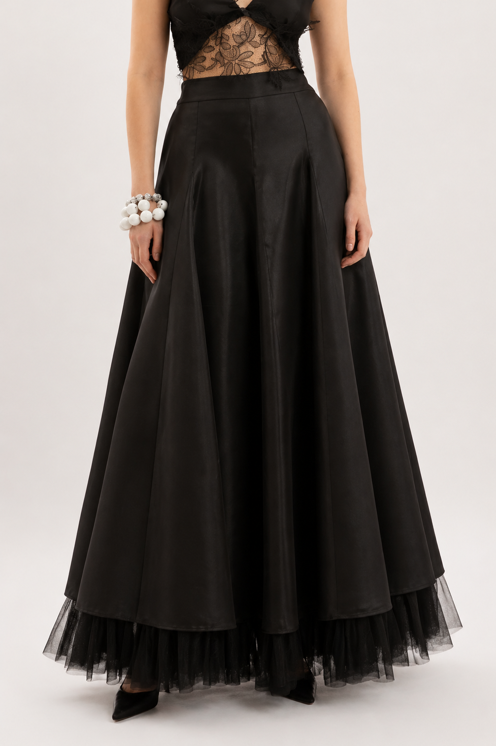 Structured Flared Maxi Skirt