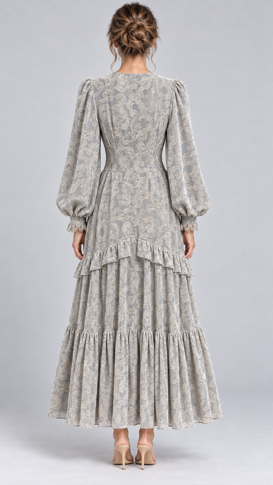 Grey Mint Floral Jacquard Maxi Dress