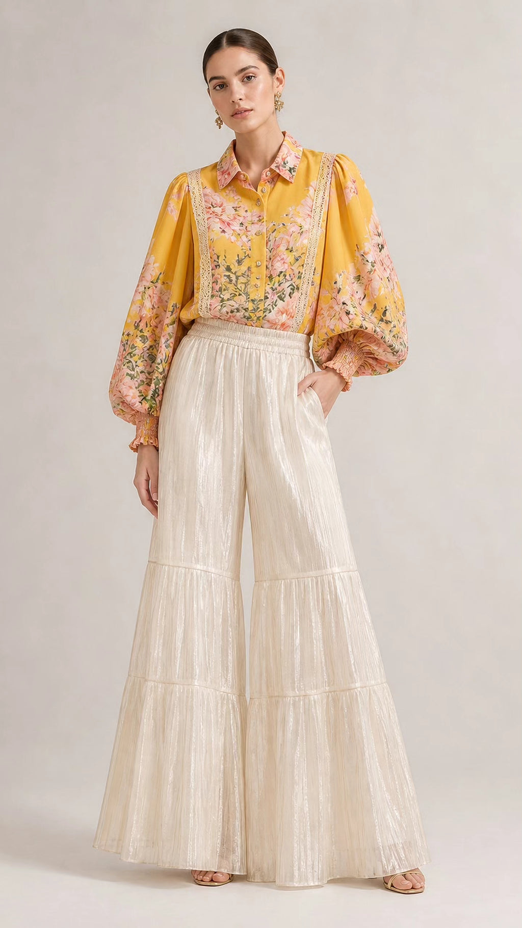 Layered Wide-Leg Flow Pants