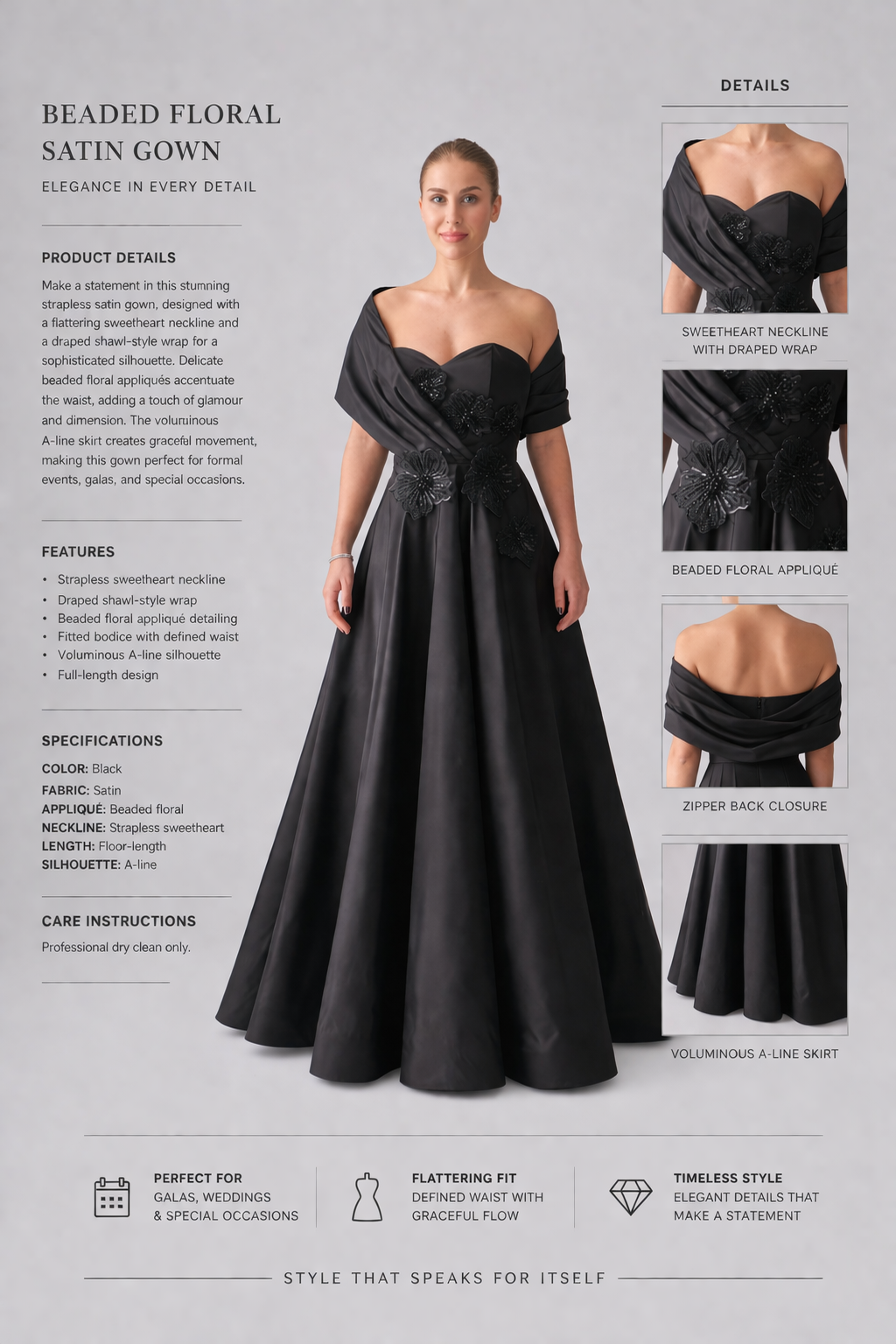 Floral off shoulder Evening gown