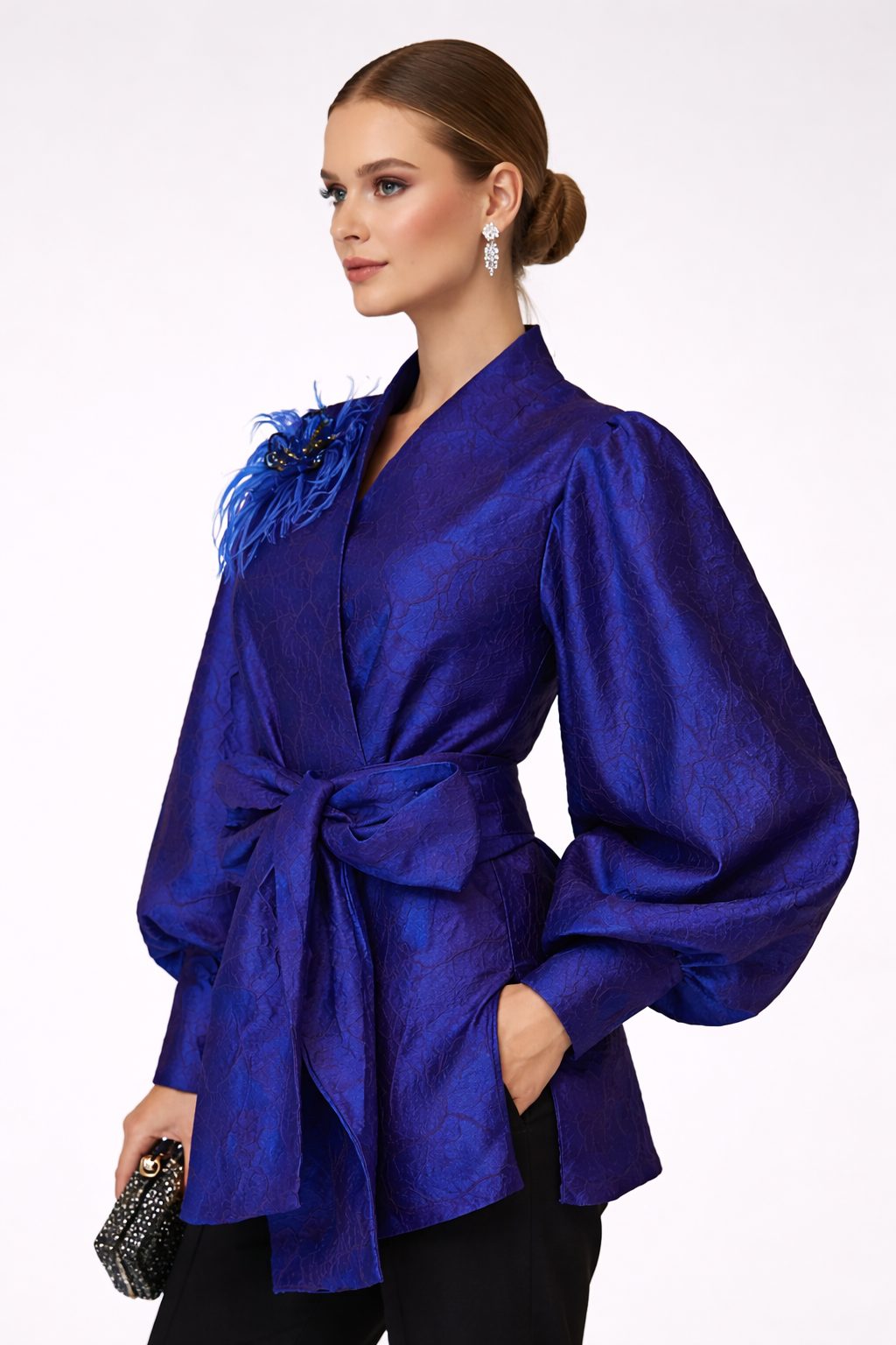 Royal Blue Textured Wrap Jacket