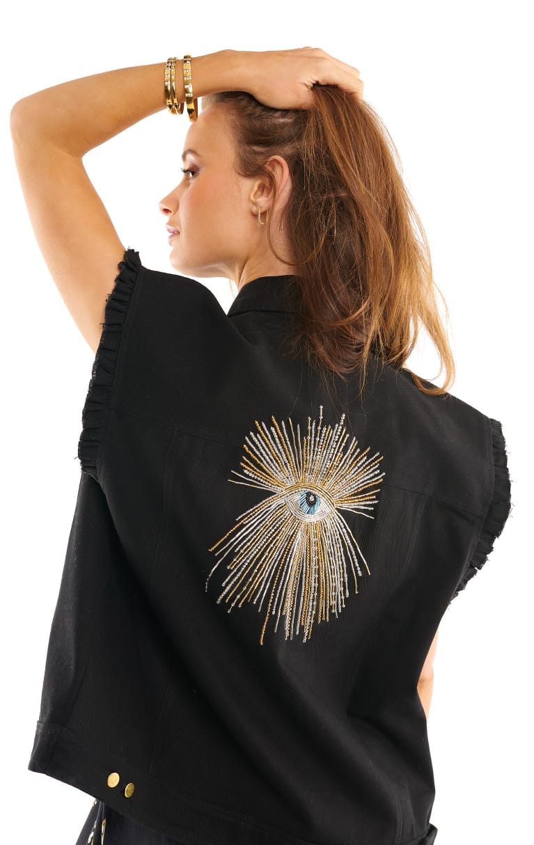 Black Embellished Vest by Wild Paris