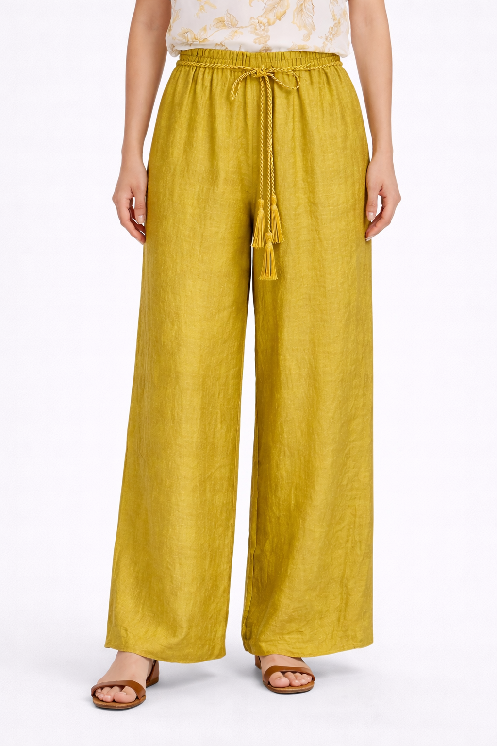 Beige Rope-Belt Trousers