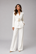 White Belted Tailored Suit
