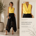 Yellow Drape Neck Blouse