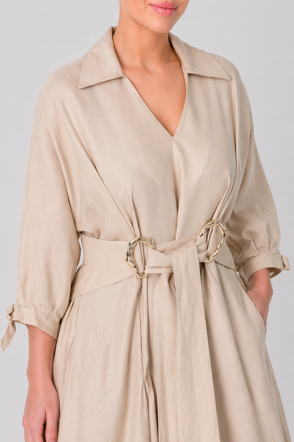 Belted Wrap-Style Maxi Dress