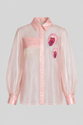 Blush organza Bloom Blouse