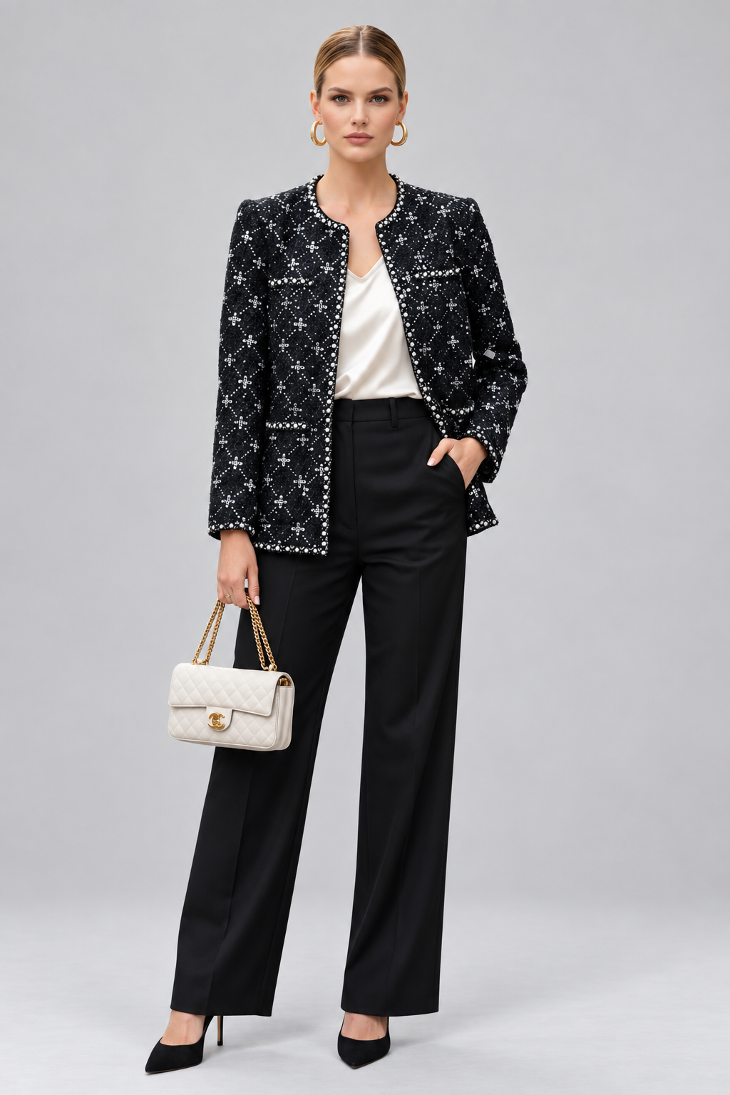 Embellished tweed evening jacket