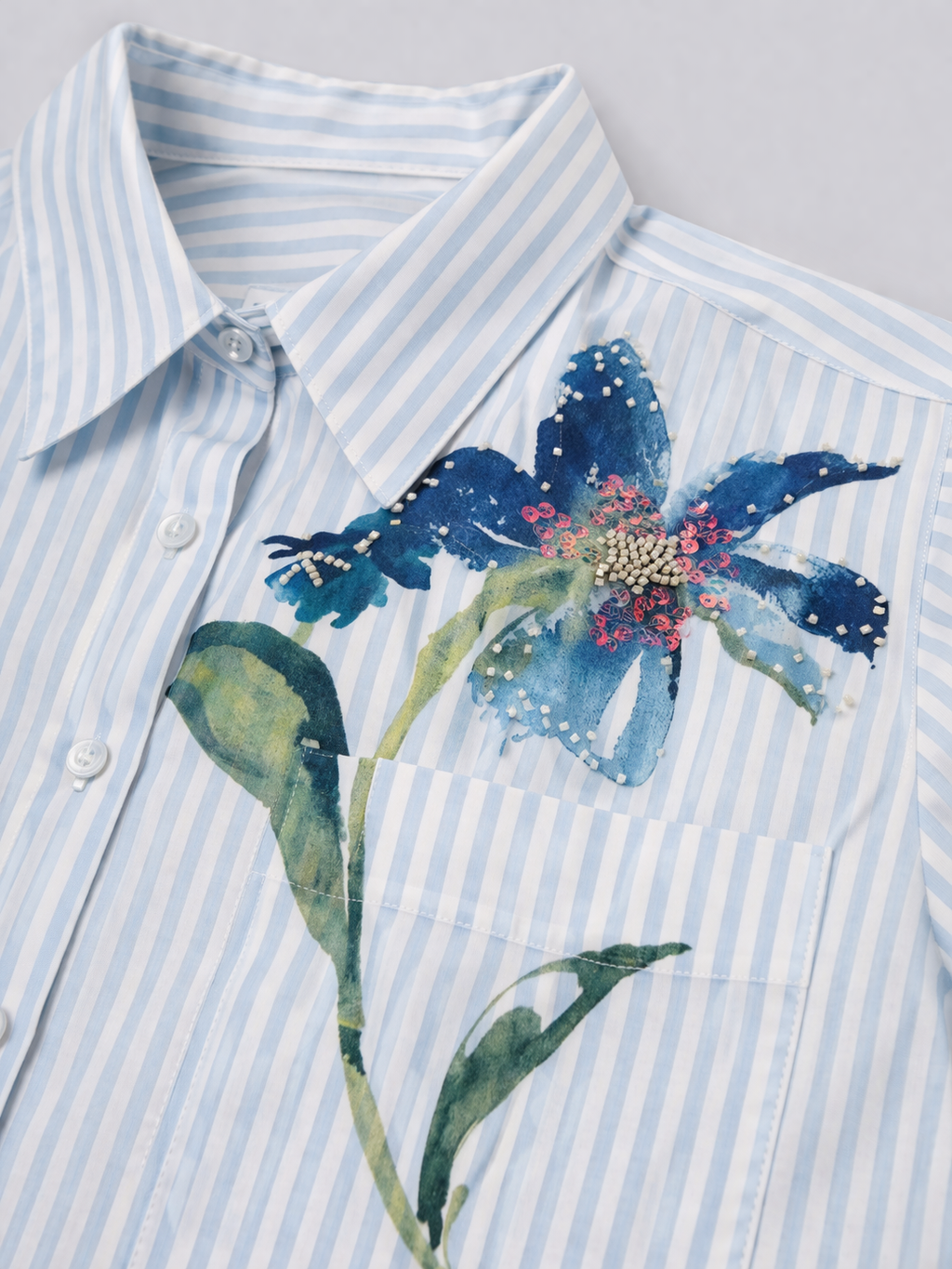 Chico’s Artistic Floral Striped Shirt