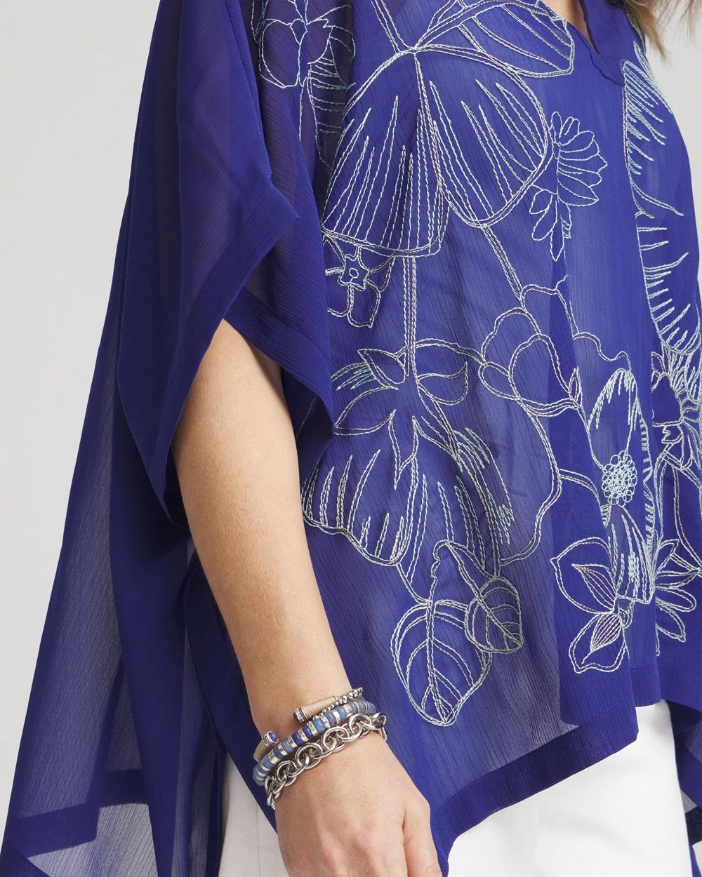Royal Blue Floral Poncho Blouse