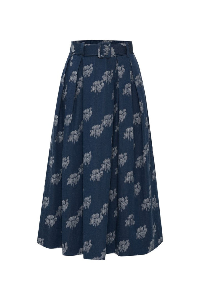 Floral Belted Midi Skirt