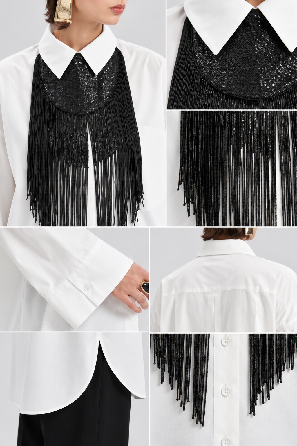 White Fringe Statement Shirt