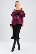 Claret Sculptural Rose Blouse