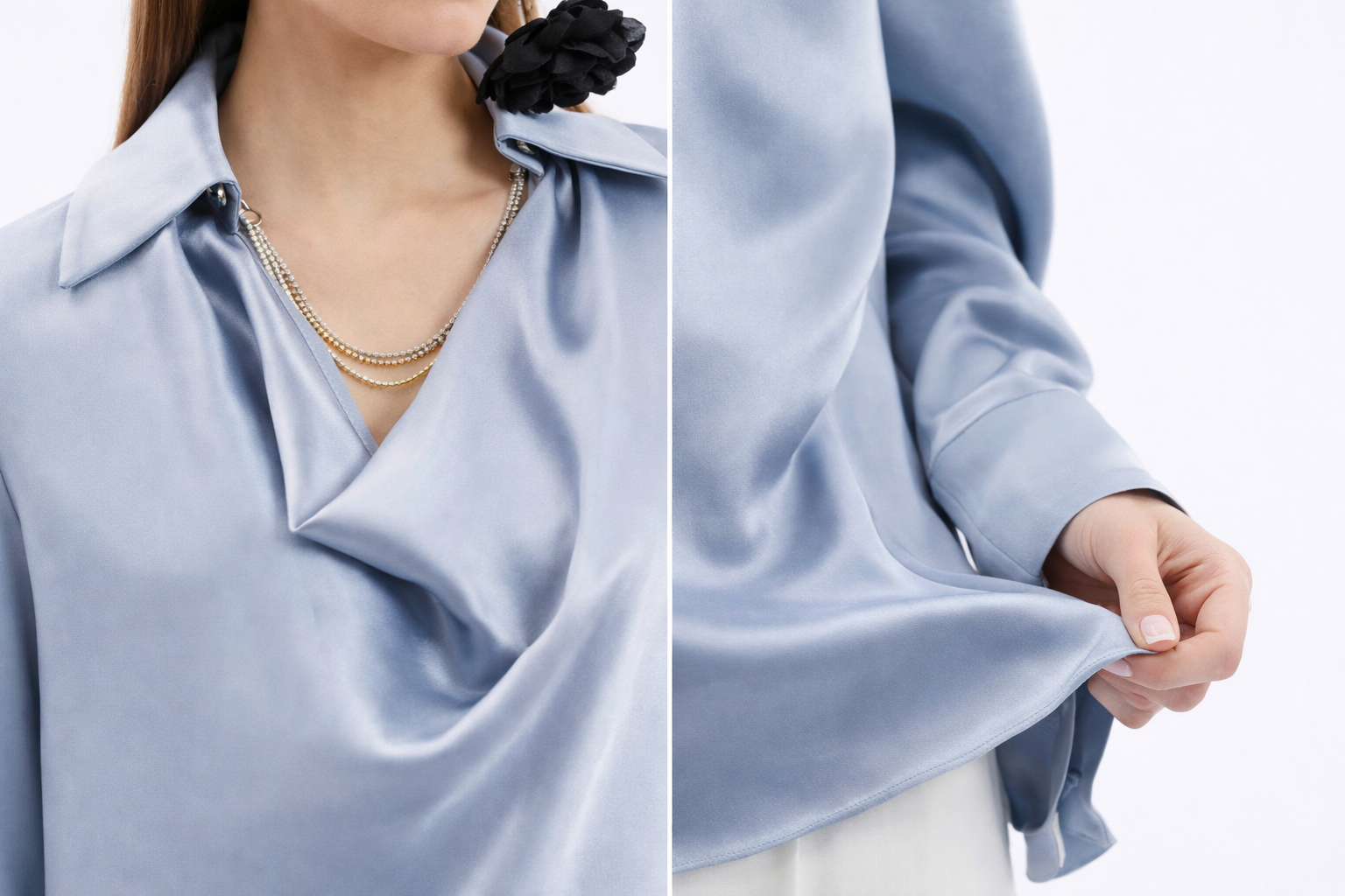 Silver Satin Chain Blouse