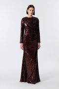 Burgundy Sequin Evening Gown