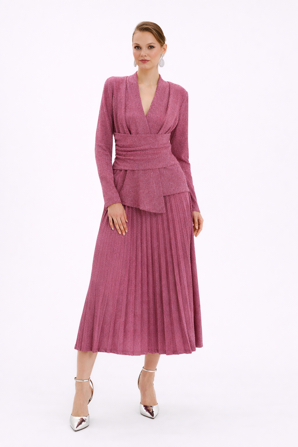 Shimmering Blouse and Skirt Set