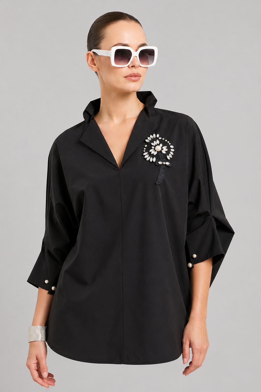 Elegant Black Statement Blouse