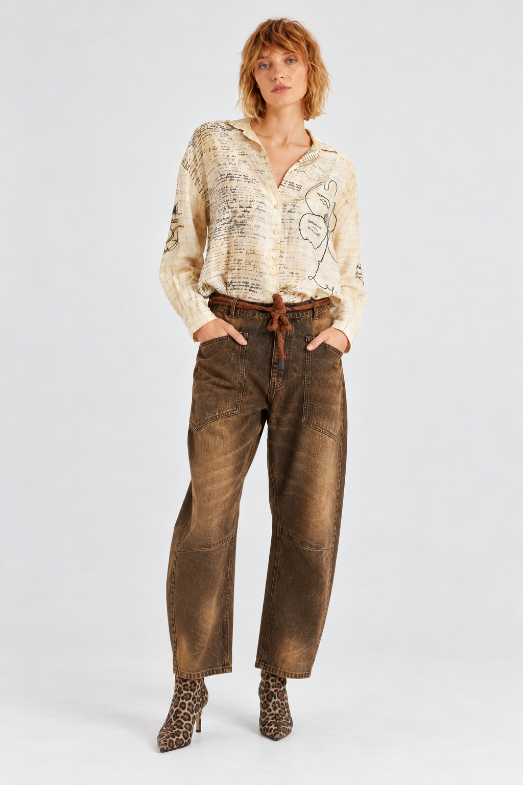 Cream Cosmic Print Blouse