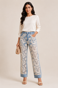 Embroidered Slim Denim Pants