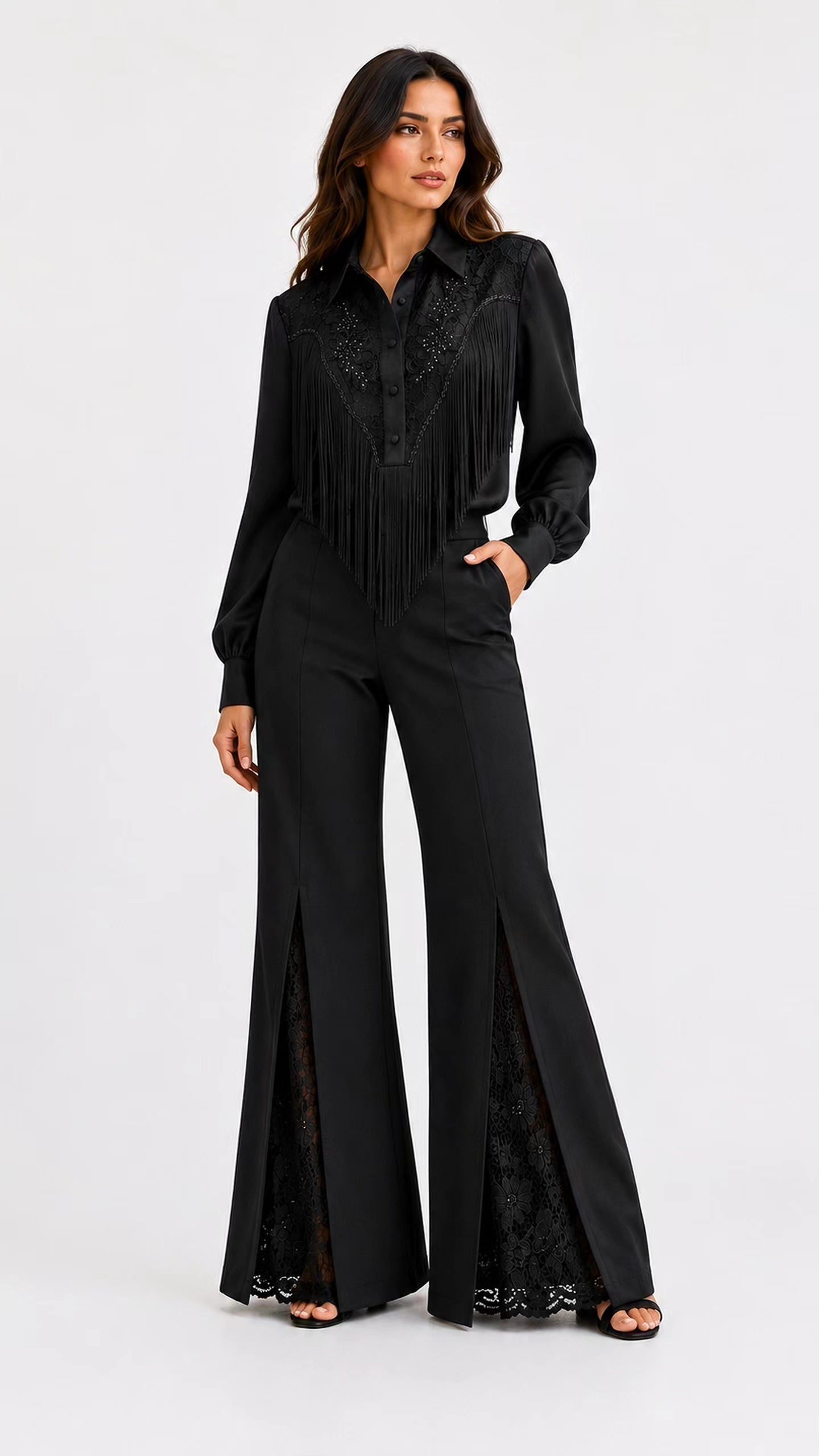 Noir Fringe Couture Blouse