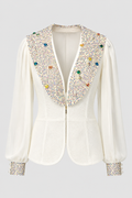 Vibrant Rhinestone-Encrusted Mesh Blazer