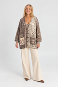 Taupe & Cream Graphic Knit Cardigan