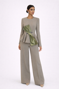 Olive Peplum Suit