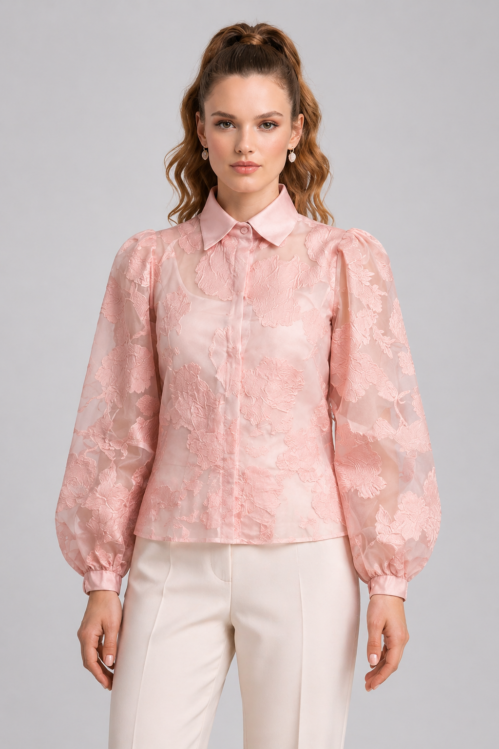 Blush Organza Floral Blouse