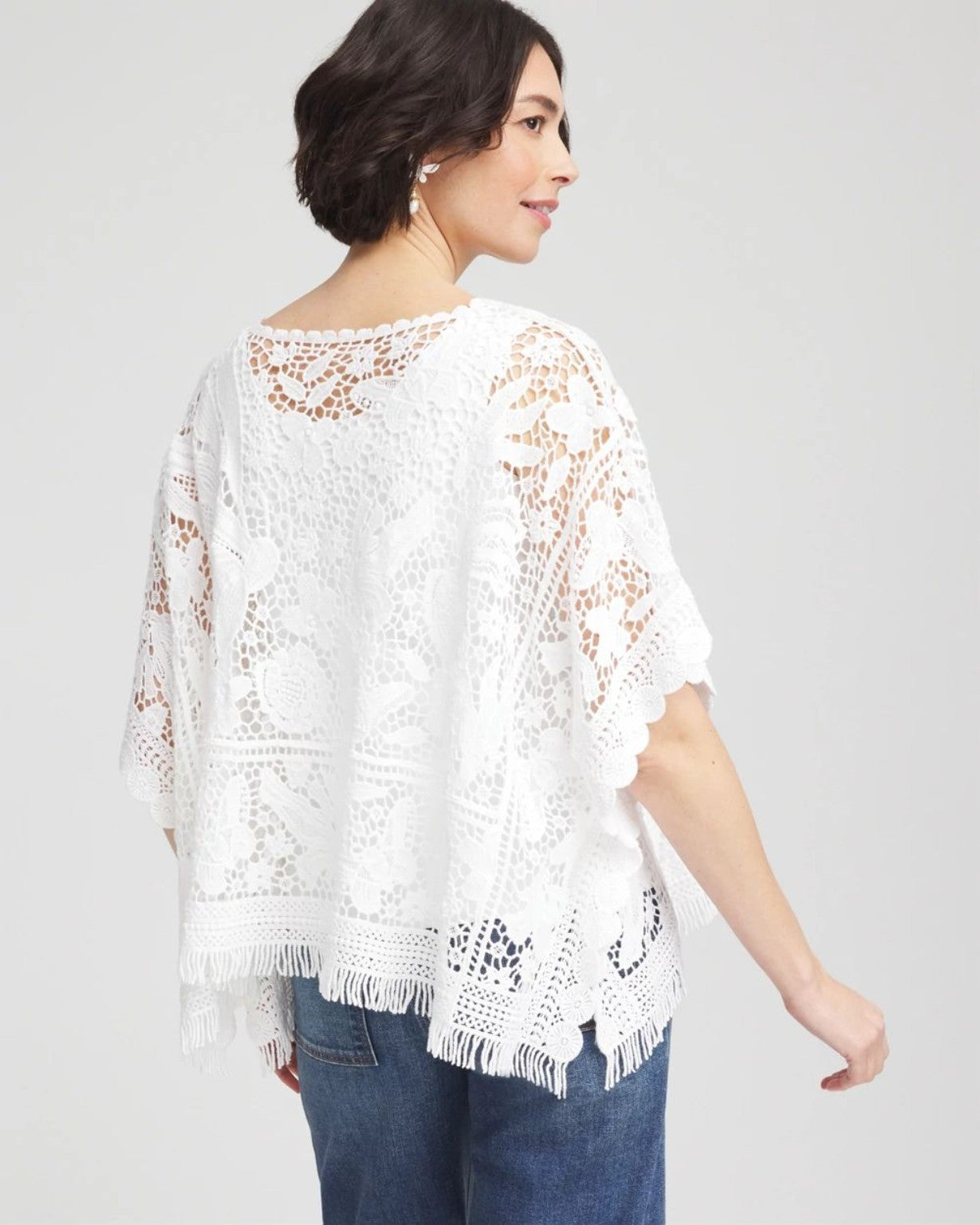 Chic White Puff-Sleeve Top with Crochet Details