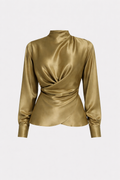 Draped Satin Evening Blouse