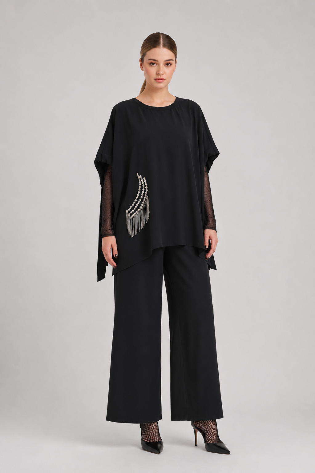 Embellished batwing set