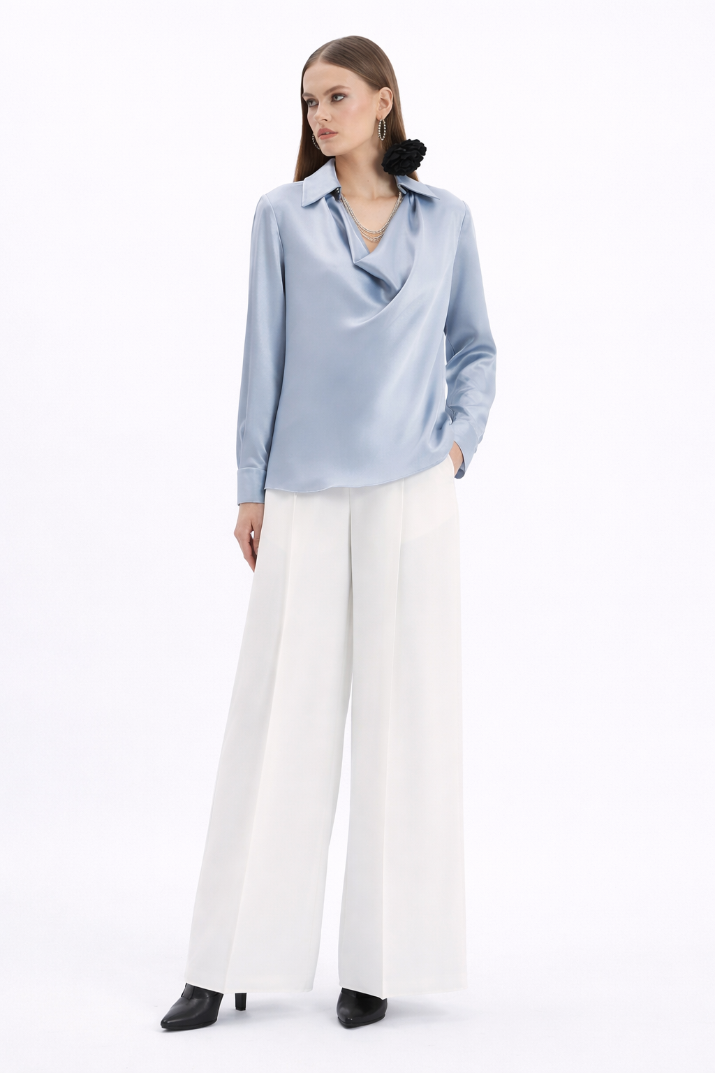 Silver Satin Chain Blouse