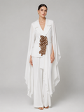 White Cape Jacket with Bronze Embellishment