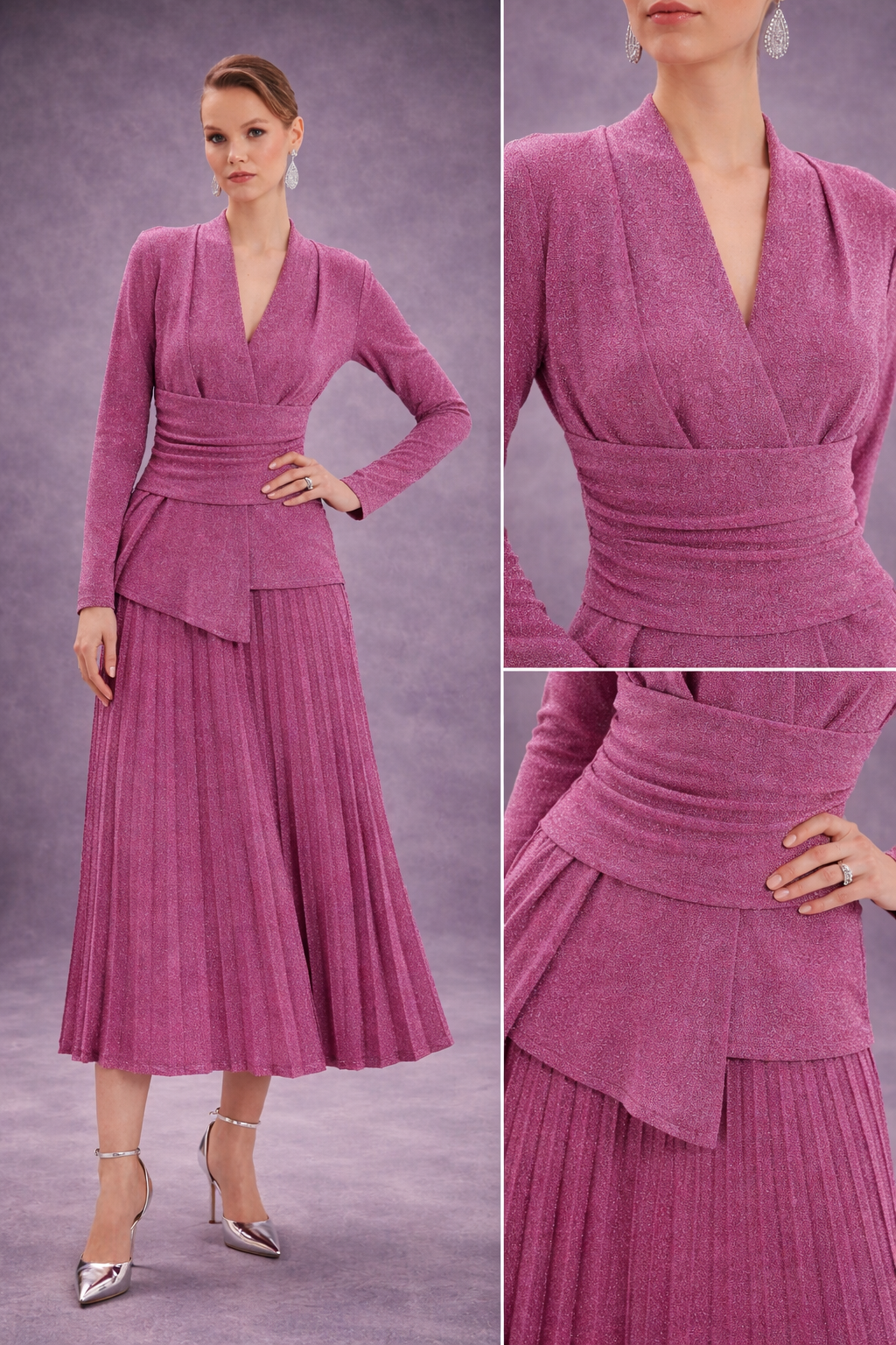Shimmering Blouse and Skirt Set