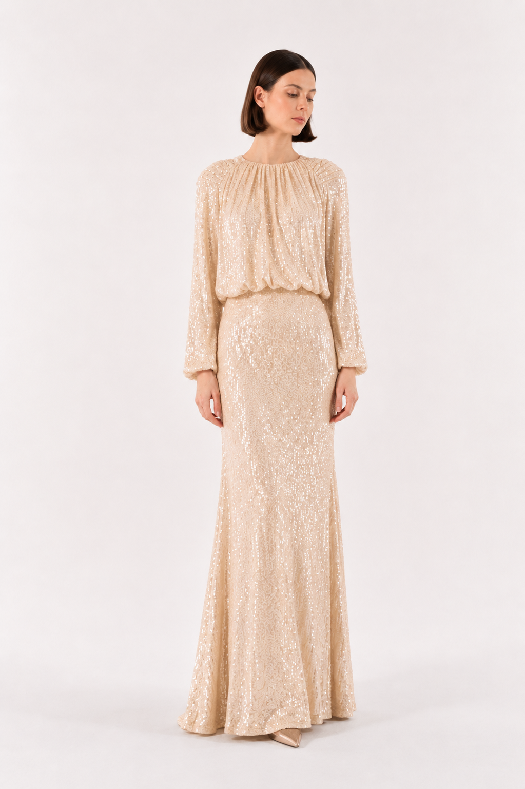 Champagne Glow Sequin Gown