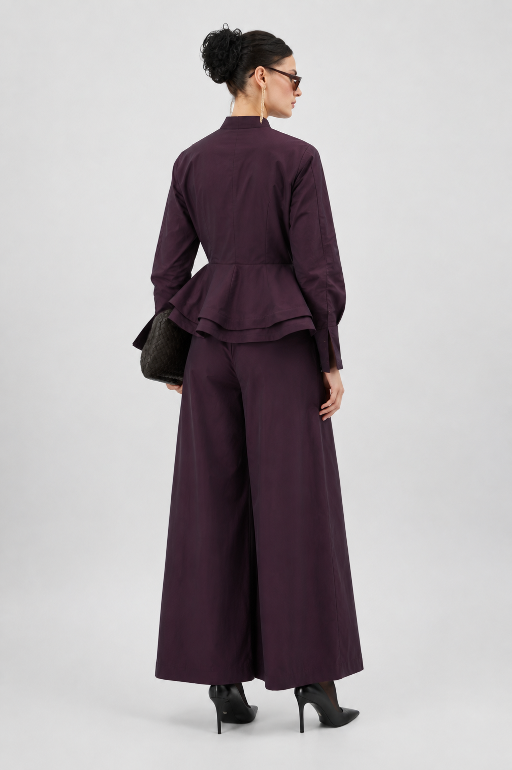 Plum Bow-Neck Two-Piece Set